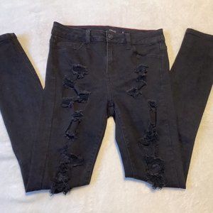 Cello Black Destroyed Stretch Skinny Jeans Size 5 (Juniors)
